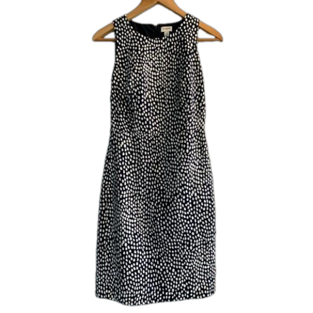 J. Crew Navy & White Polkadot Sleeveless Classic Sheath Dress Size 00